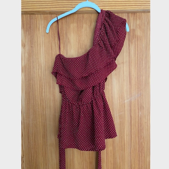 ANTHROPOLOGIE One Shoulder Tie-Waist Peplum Top - Picture 6 of 8